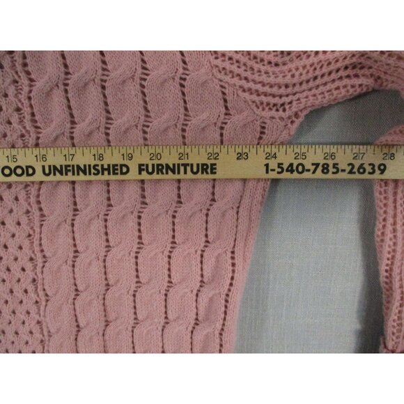 Pink Cable Knit Sweater Size - XXL 100% Polyester Crew Neck Long Sleeve - Picture 4 of 9